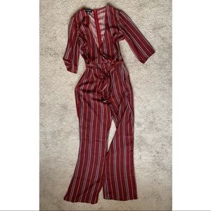 Striped v-neck jumpsuit size 6